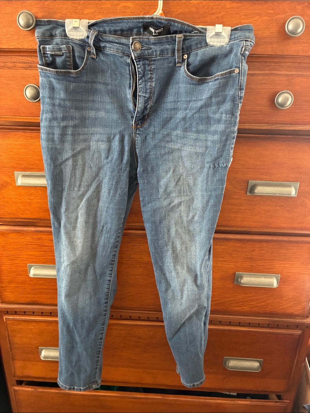 Nine West Blue Skinny Jeans with Subtle Whiskering